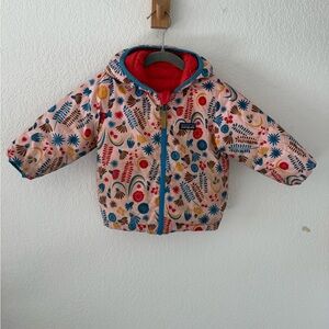 Patagonia Kids Pink Patterned Puffer Jacket with Hood